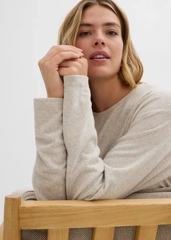 Sweat-shirt long aspect maille, bonprix