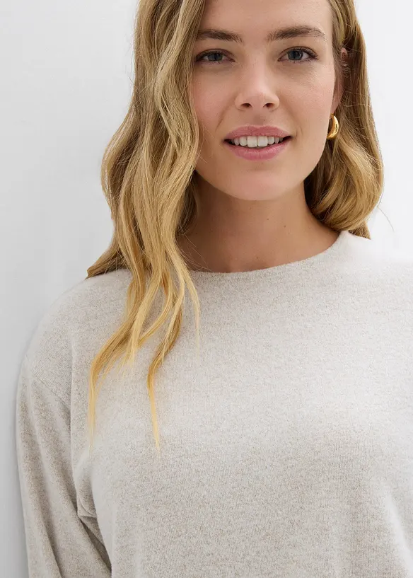 Sweat-shirt long aspect maille, bonprix