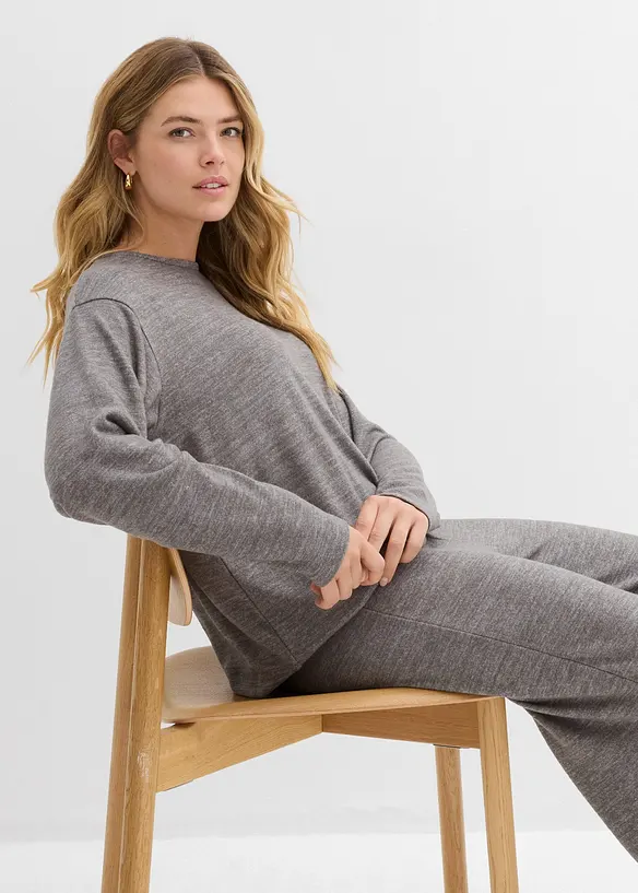 Sweat-shirt long aspect maille, bonprix