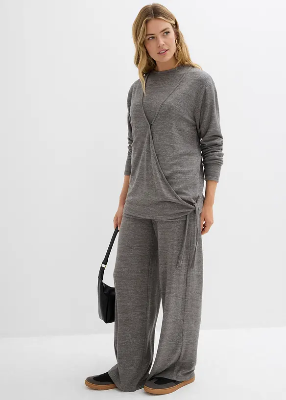 Gilet cache-cœur aspect maille, bonprix