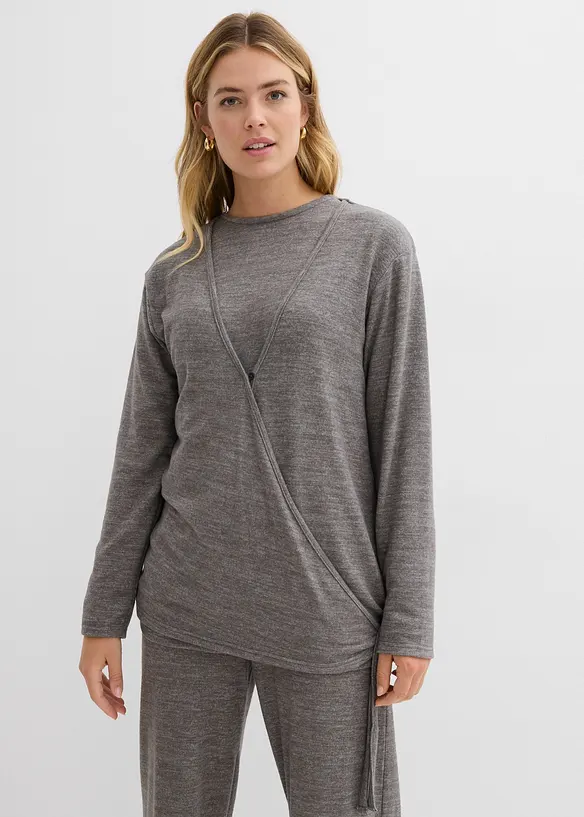 Gilet cache-cœur aspect maille, bonprix