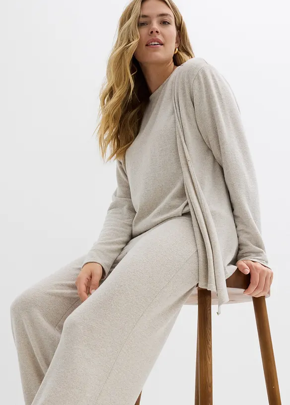 Gilet cache-cœur aspect maille, bonprix