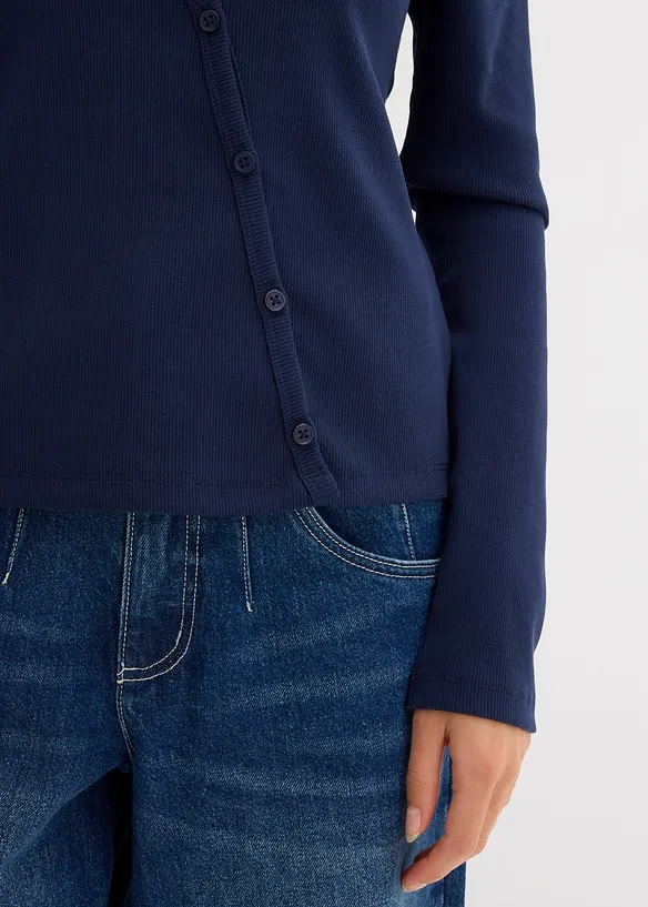 T-shirt manches longues côtelé, bonprix