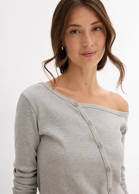 T-shirt manches longues côtelé, bonprix