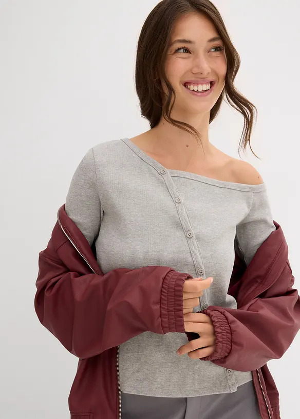 T-shirt manches longues côtelé, bonprix