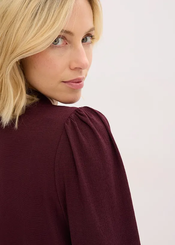 T-shirt manches longues texturé à lavallière amovible, bonprix