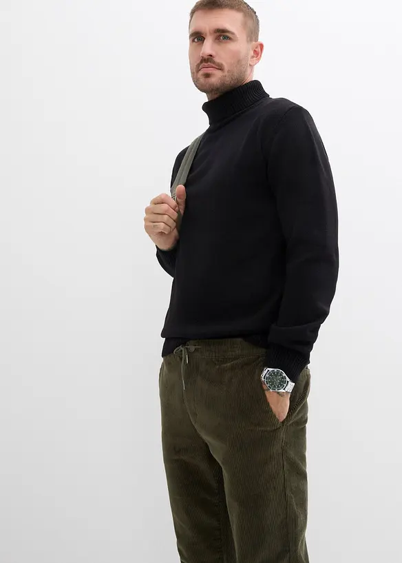 Pantalon jogger en velours côtelé extensible, Regular, bonprix