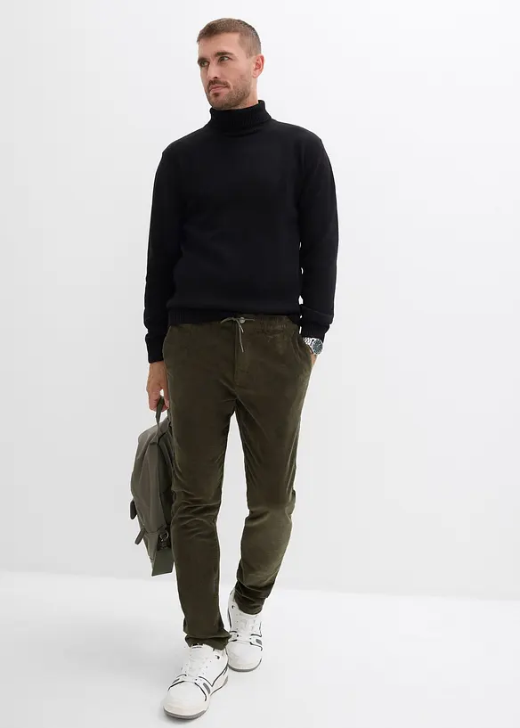 Pantalon jogger en velours côtelé extensible, Regular, bonprix