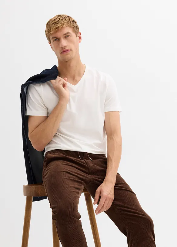 Pantalon jogger en velours côtelé extensible, Regular, bonprix