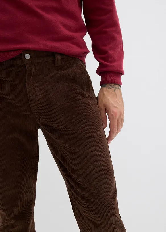 Pantalon droit en velours côtelé extensible, loose, bonprix