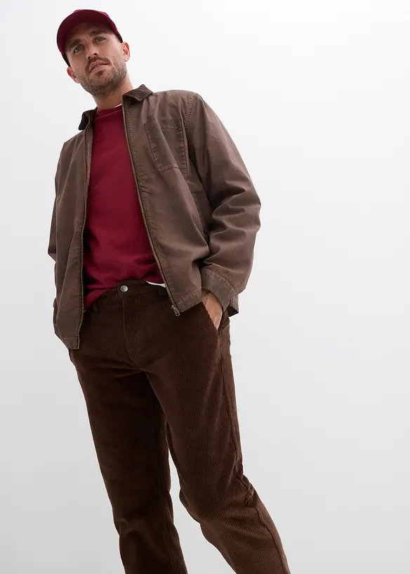 Pantalon droit en velours côtelé extensible, loose, bonprix