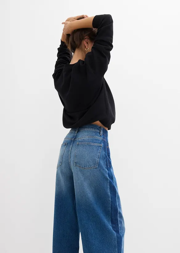 Jean barrel taille haute, cropped, bonprix