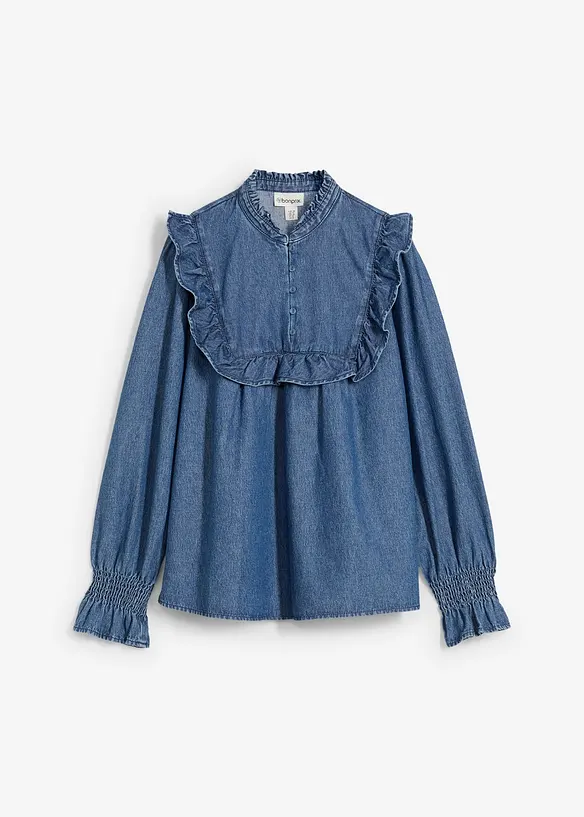 Blouse en jean à volants, bonprix