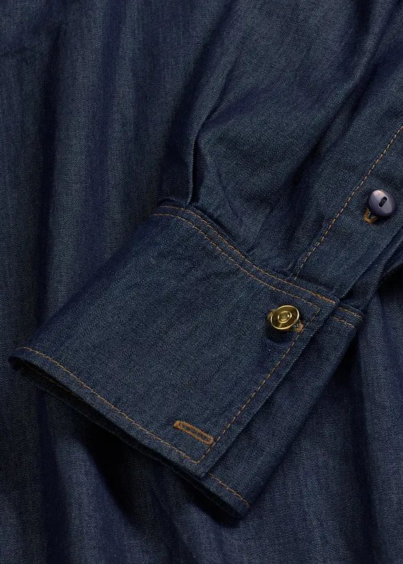 Blouse en jean avec larges manchettes, bonprix