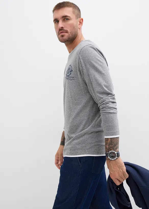 T-shirt manches longues effet superposé, bonprix