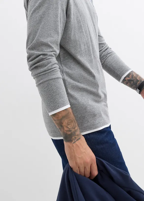 T-shirt manches longues effet superposé, bonprix