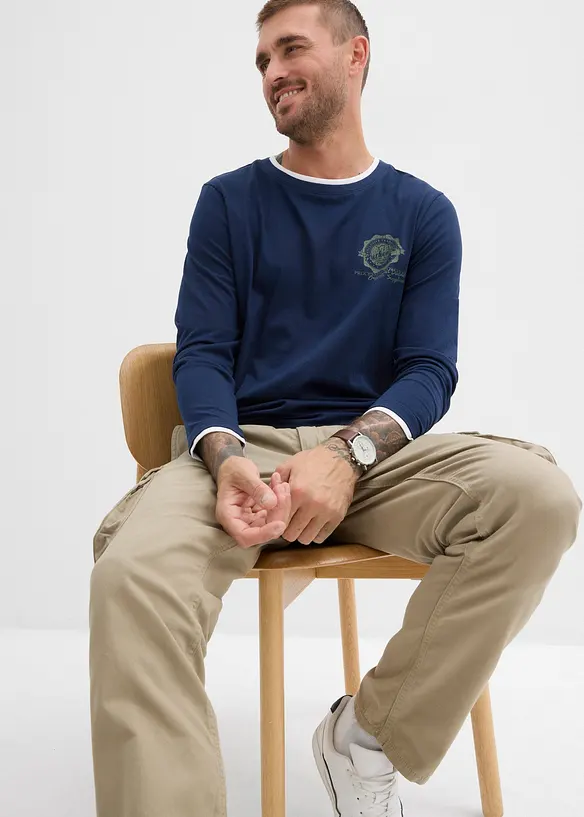 T-shirt manches longues effet superposé, bonprix