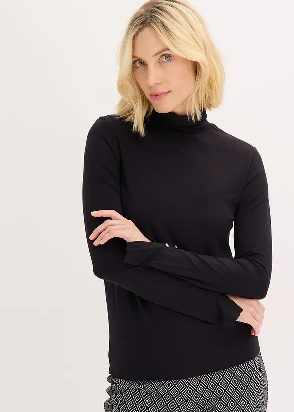 T-shirt col roulé avec boutons décoratifs, bonprix