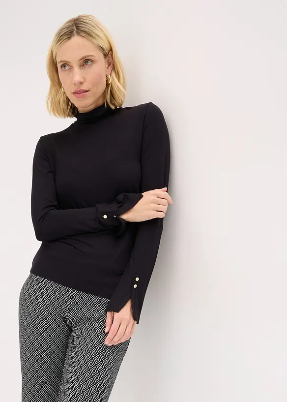 T-shirt col roulé avec boutons décoratifs, bonprix