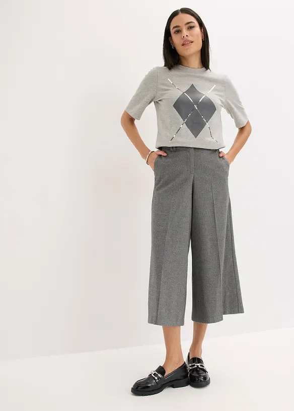 T-shirt manches coudes avec imprimé et sequins, bonprix