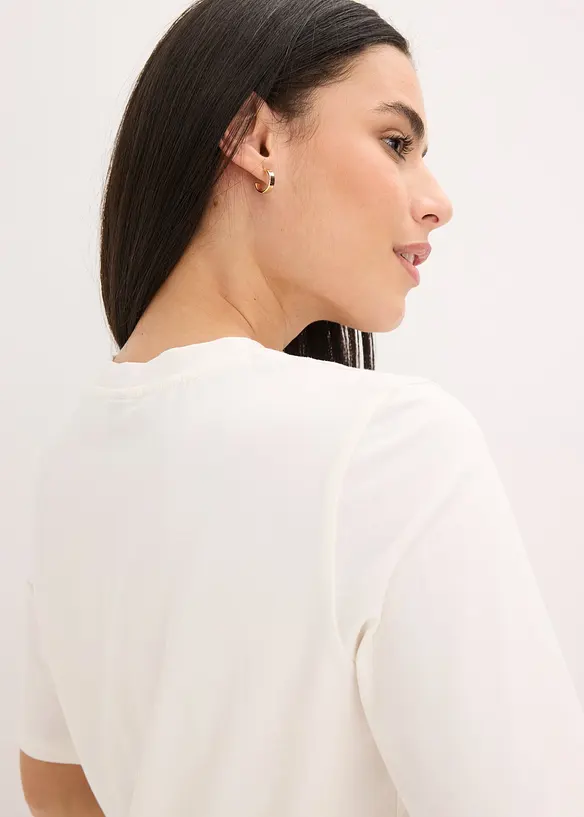 T-shirt manches coudes avec imprimé et sequins, bonprix