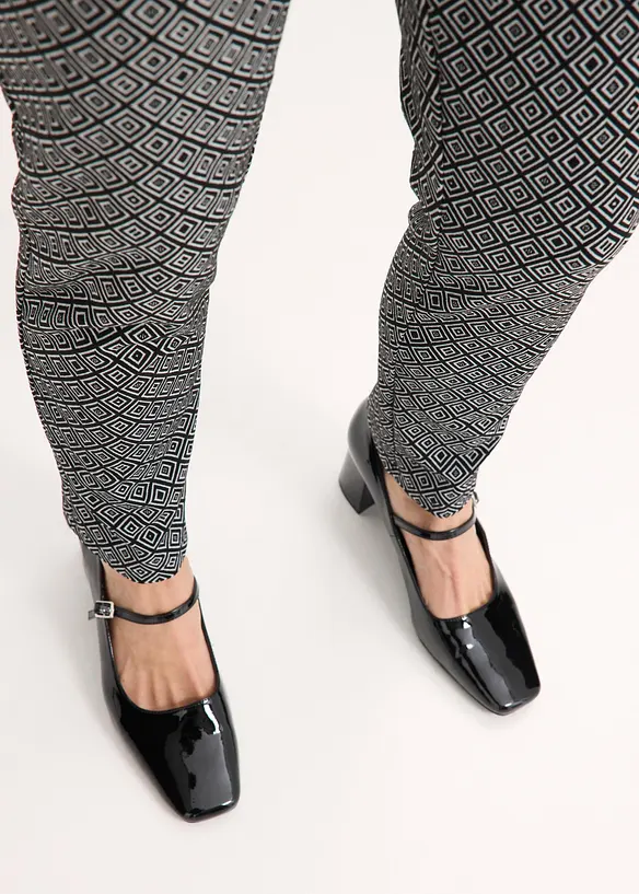 Pantalon en jacquard à taille élastiquée, détail boucle, bonprix