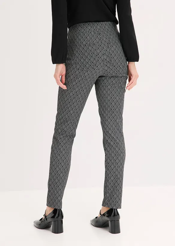 Pantalon en jacquard à taille élastiquée, détail boucle, bonprix