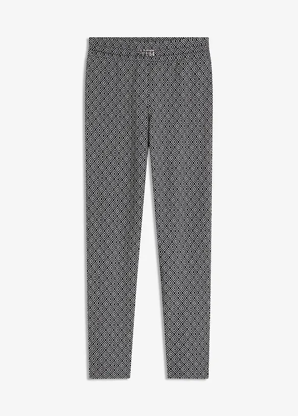 Pantalon en jacquard à taille élastiquée, détail boucle, bonprix