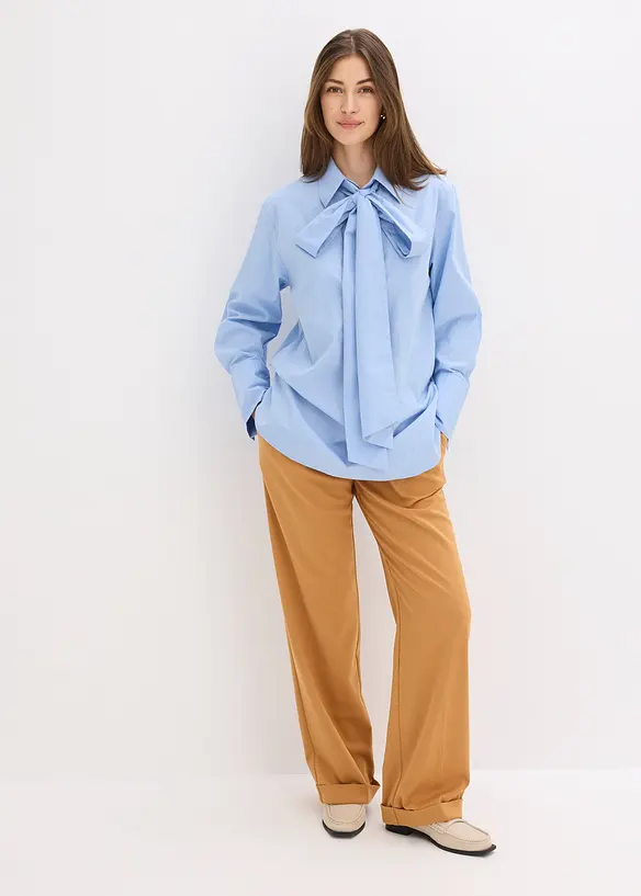 Chemisier à col lavallière 100 % coton, bonprix