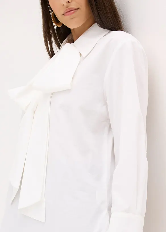 Chemisier à col lavallière 100 % coton, bonprix