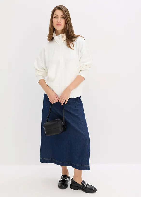 Sweat zippé en jersey milano confortable, bonprix