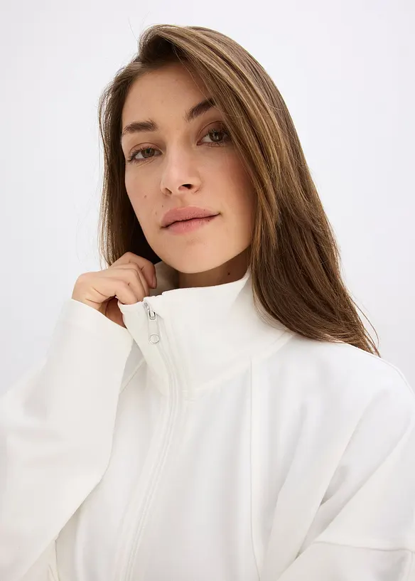 Sweat zippé en jersey milano confortable, bonprix