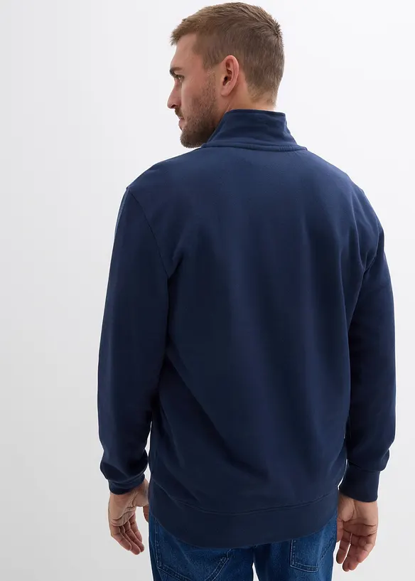 Sweat à col camionneur zippé 100% coton, bonprix