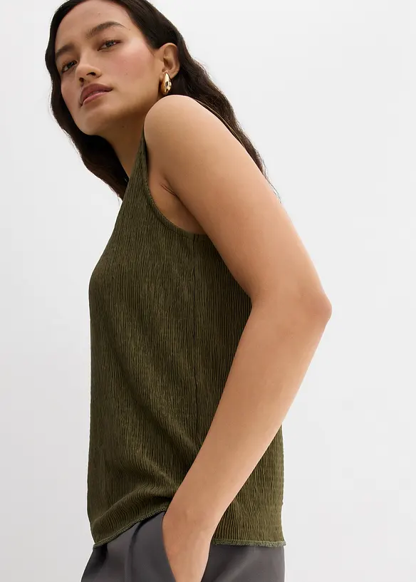 Top sans manches aspect froissé, bonprix