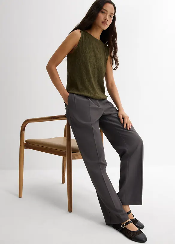 Top sans manches aspect froissé, bonprix