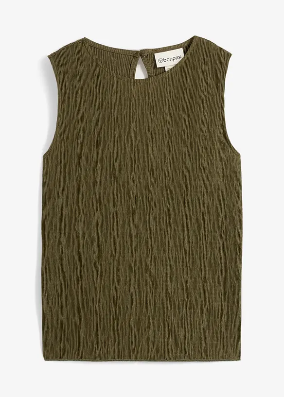 Top sans manches aspect froissé, bonprix