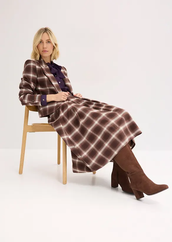 Jupe plissée à carreaux avec ceinture (ens. 2 pces), bonprix