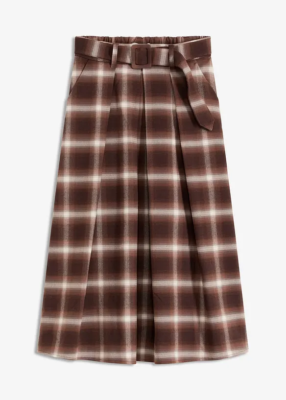 Jupe plissée à carreaux avec ceinture (ens. 2 pces), bonprix