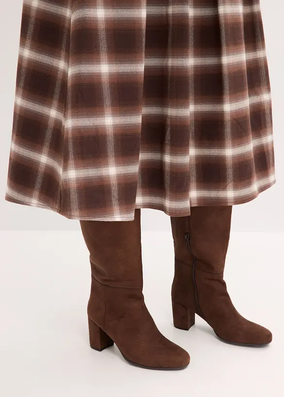 Jupe plissée à carreaux avec ceinture (ens. 2 pces), bonprix