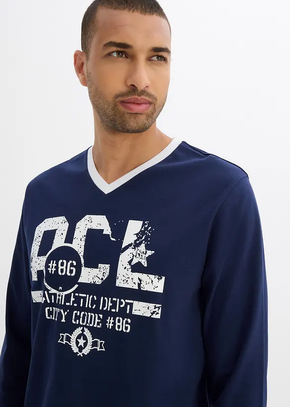 Pyjama coton &agrave; manches longues, bonprix