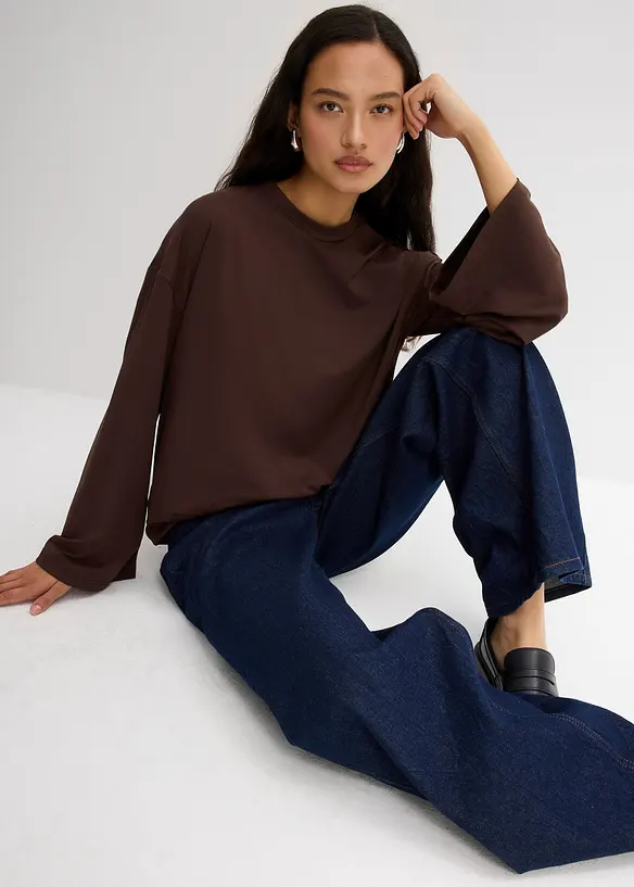 T-shirt manches longues en matière fluide, bonprix