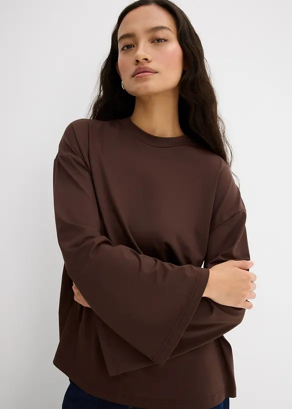 T-shirt manches longues en matière fluide, bonprix