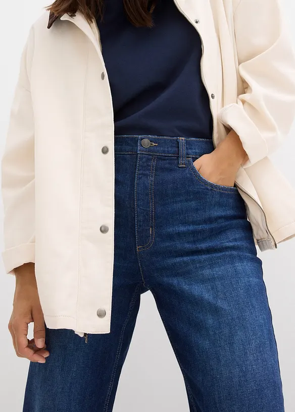 Jean mom taille haute, cropped, bonprix