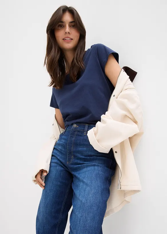 Jean mom taille haute, cropped, bonprix