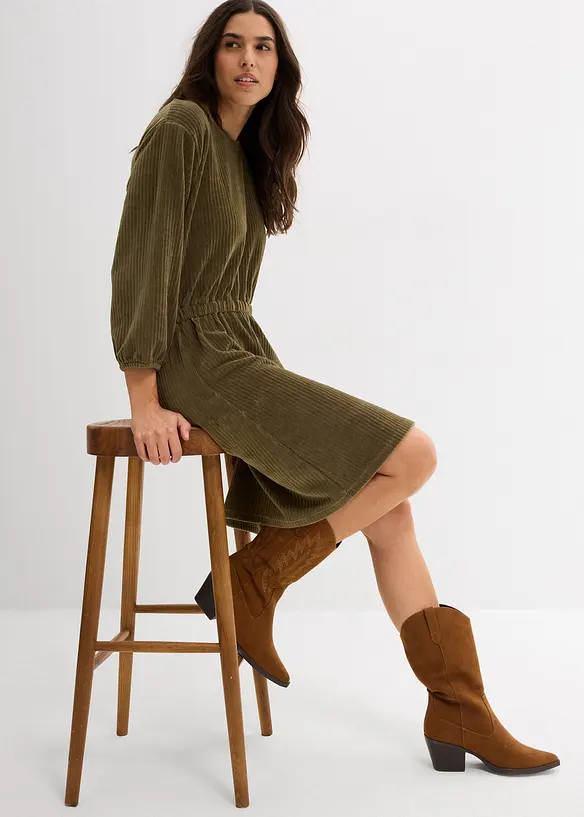 Robe en velours côtelé extensible, bonprix