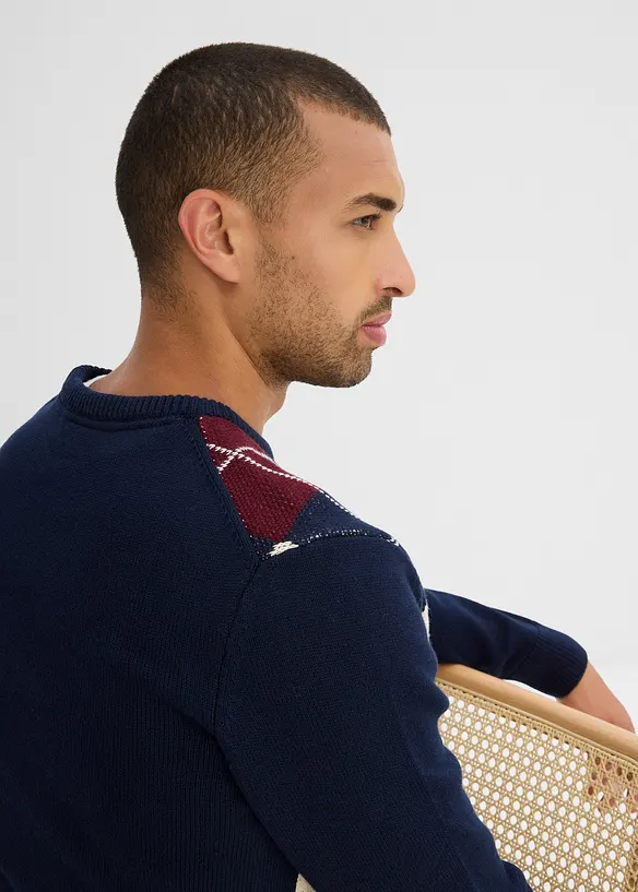 Pull à losanges 100% coton, bonprix