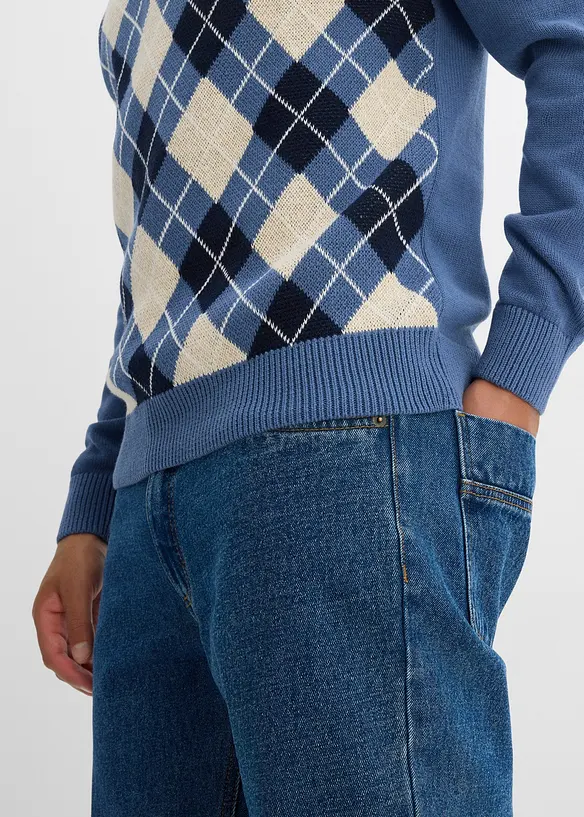 Pull polo à losanges 100% coton, bonprix