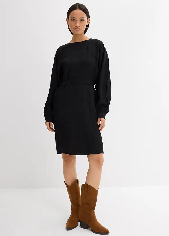 Robe courte et texturée en viscose extensible, bonprix