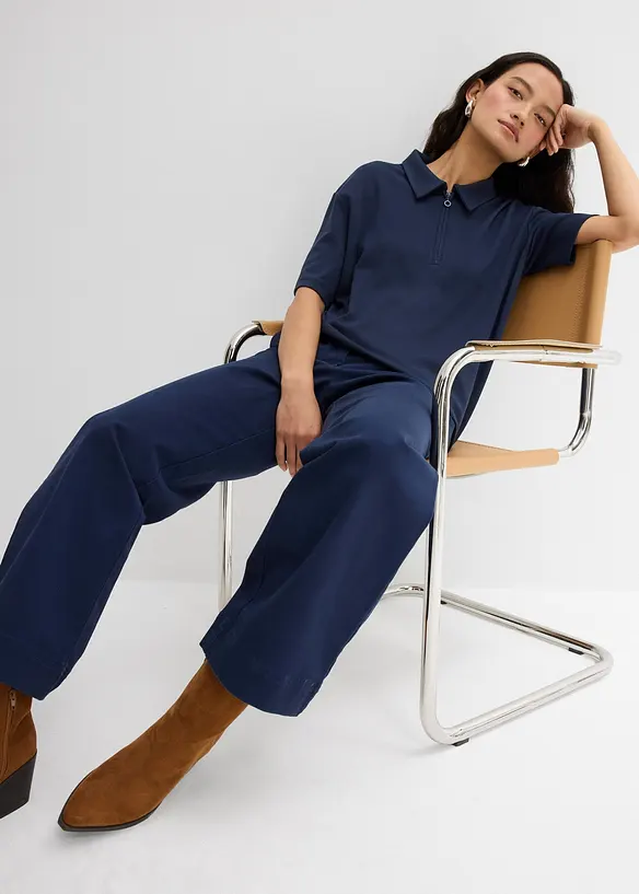 Pantalon large en coton extensible, longueur 7/8, bonprix