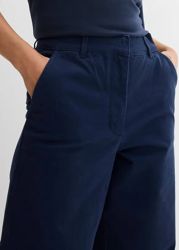 Pantalon large en coton extensible, longueur 7/8, bonprix